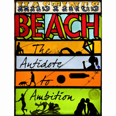 It's true: the beach at Hastings saps any good intentions you may have had. The glass condom at the bottom right is a cast, and a rare opportunity to pass off a packet of condoms as a tax-deductible expense